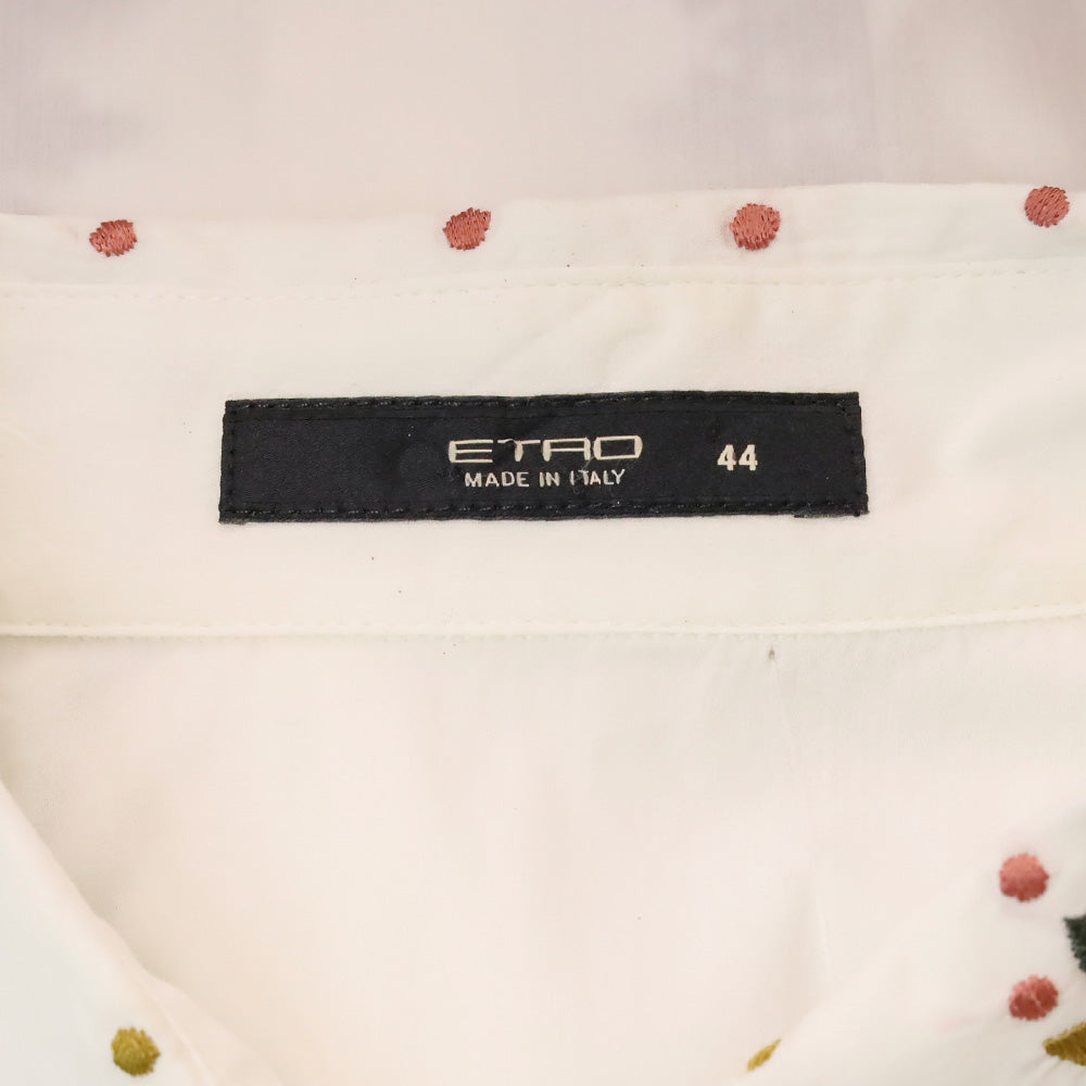 Etro White Multi Floral Embroidered Button-Up Shirt