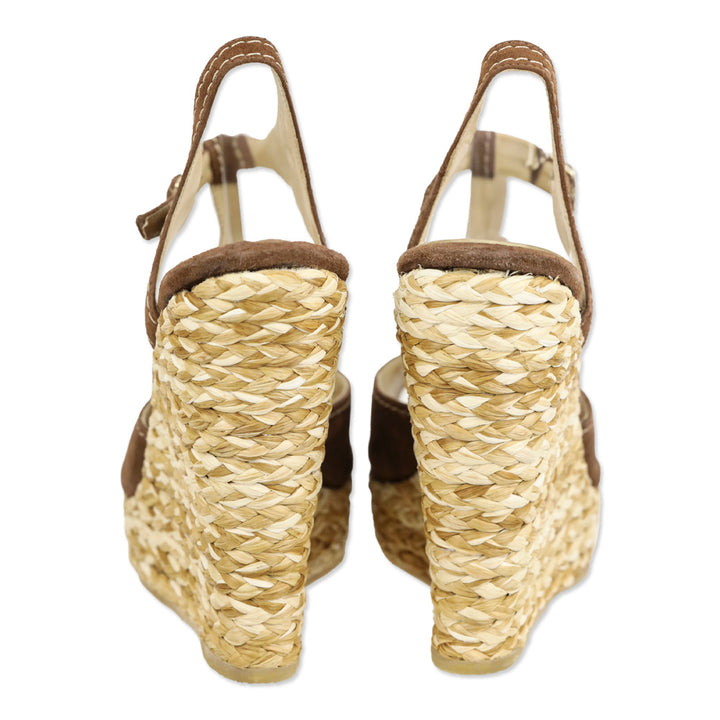 Ettore Masotti Brown Suede Espadrille Platform Wedge Sandals