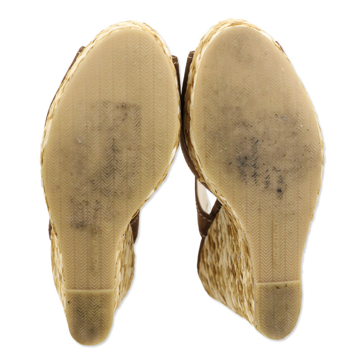 Ettore Masotti Brown Suede Espadrille Platform Wedge Sandals
