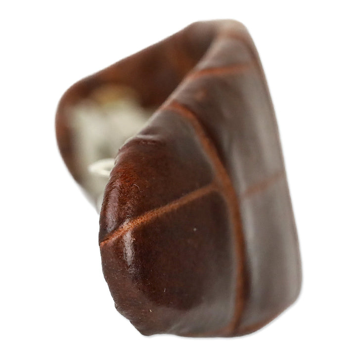 Eve Reid Brown Croc Embossed Leather Hair Barrette