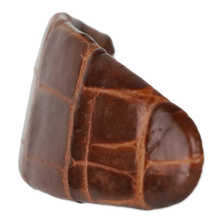 Eve Reid Brown Croc Embossed Leather Hair Barrette