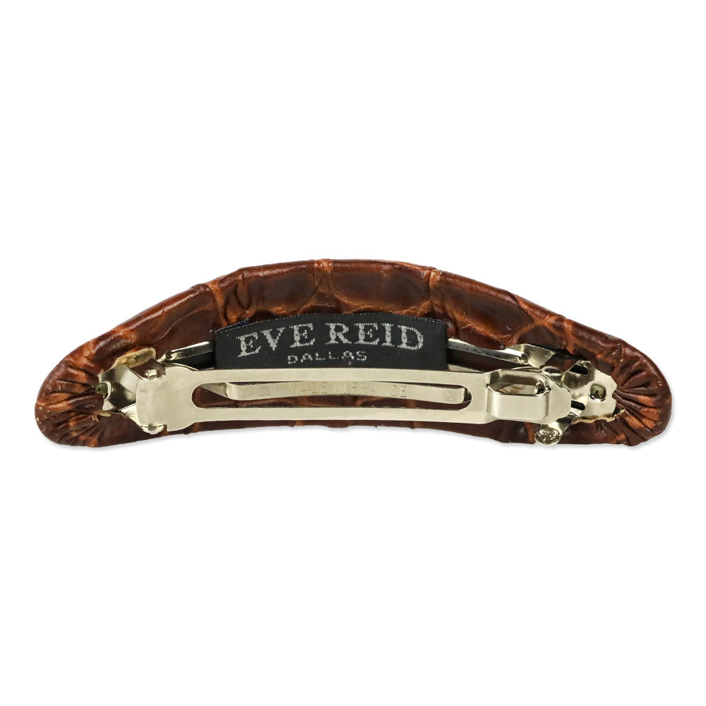 Eve Reid Brown Croc Embossed Leather Hair Barrette