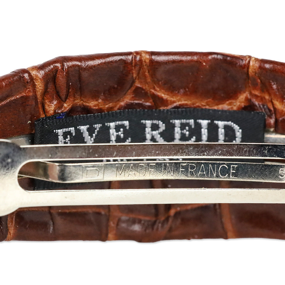Eve Reid Brown Croc Embossed Leather Hair Barrette