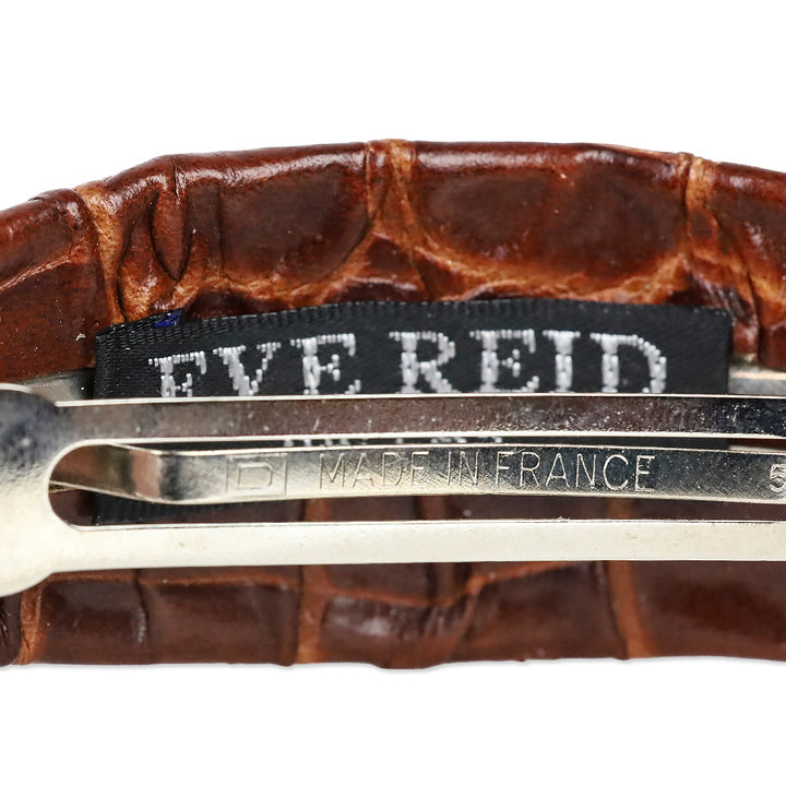 Eve Reid Brown Croc Embossed Leather Hair Barrette