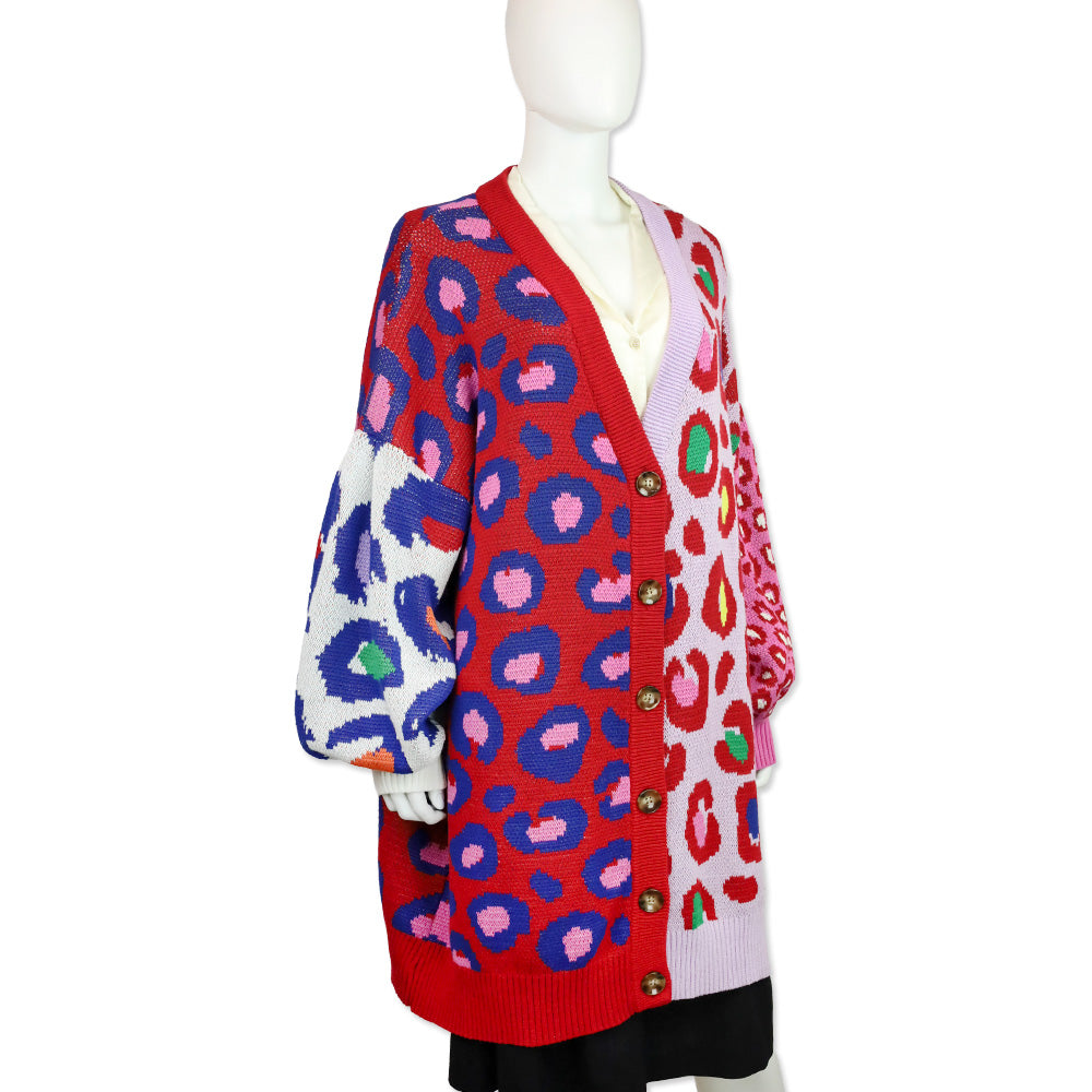 FARM Rio Red Leopard Cotton Pop Cardigan