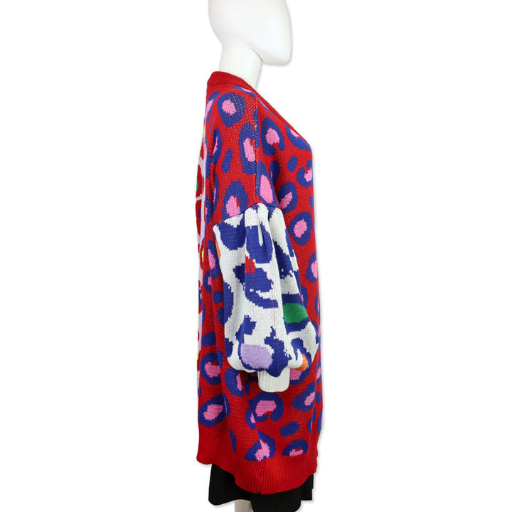 FARM Rio Red Leopard Cotton Pop Cardigan