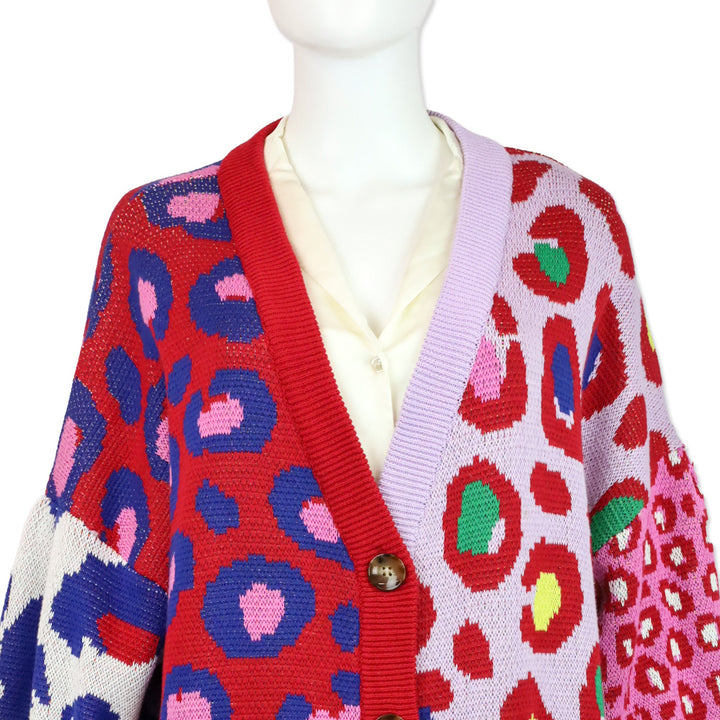 FARM Rio Red Leopard Cotton Pop Cardigan