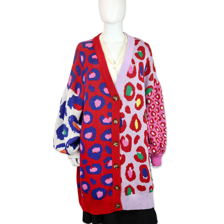 FARM Rio Red Leopard Cotton Pop Cardigan