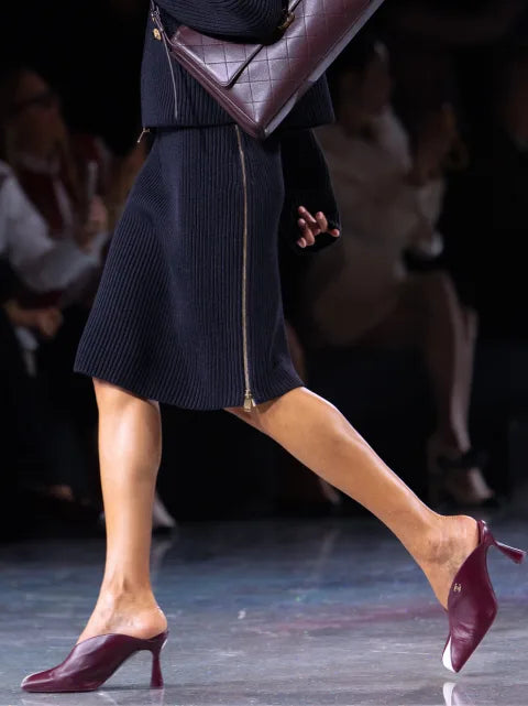 Chanel FW 2026 Dark Burgundy & Light Green Lambskin Mules