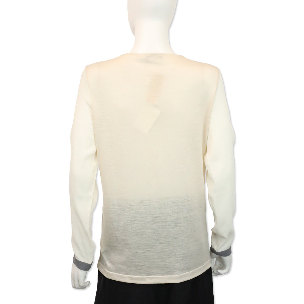 Fabiana Filippi Blush Pink Wool and Crepe Silk L/S V-Neck Top