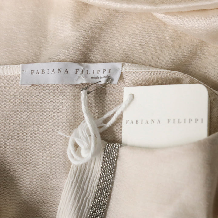 Fabiana Filippi Blush Pink Wool and Crepe Silk L/S V-Neck Top