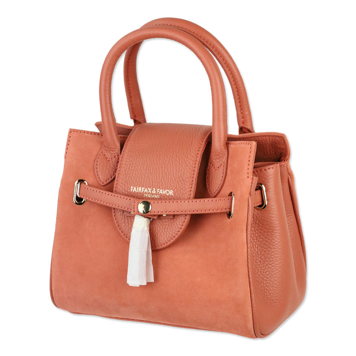Fairfax & Favor Peach Suede and Leather Mini Windsor Handbag