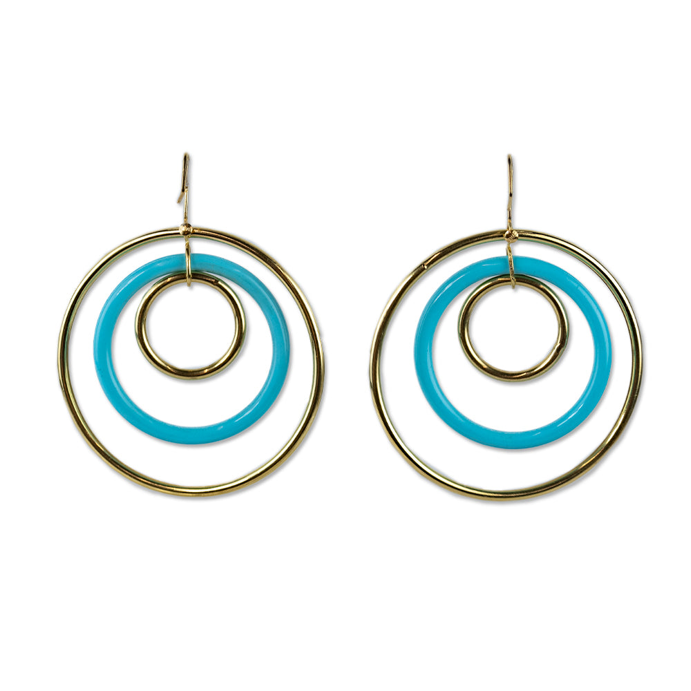 Faraone Mennella 18K Yellow Gold Turquoise Circle Drop Earrings