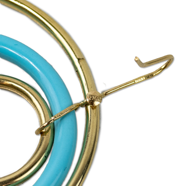 Faraone Mennella 18K Yellow Gold Turquoise Circle Drop Earrings