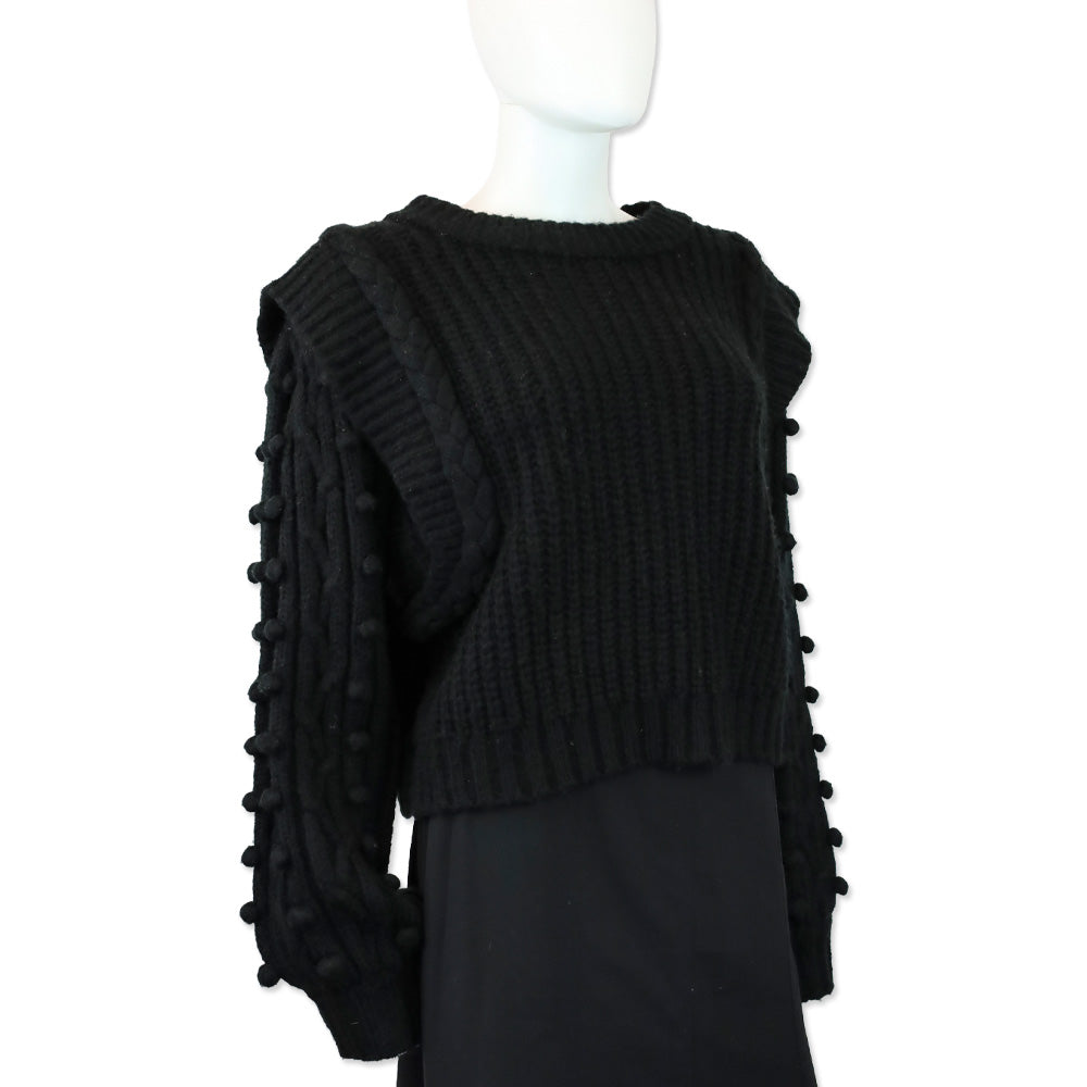 Farm Rio Black Braided Sweater