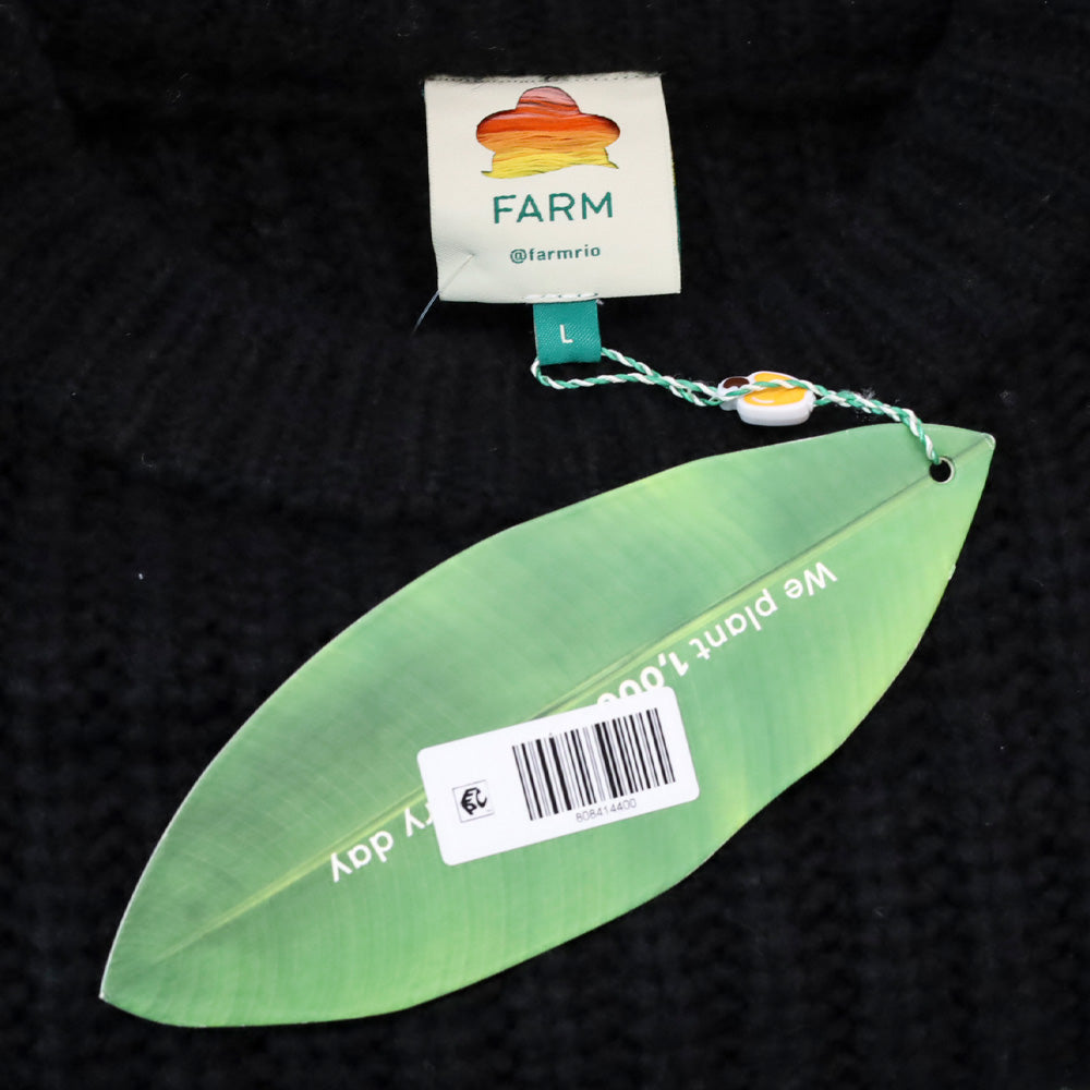 Farm Rio Black Braided Sweater