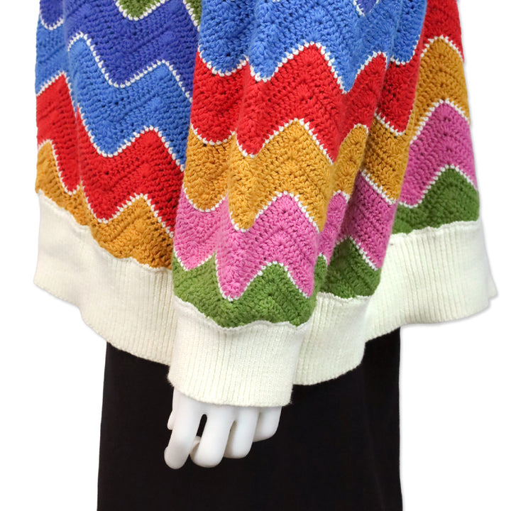 Farm Rio Mixed Textures Button-front Crochet Cardigan