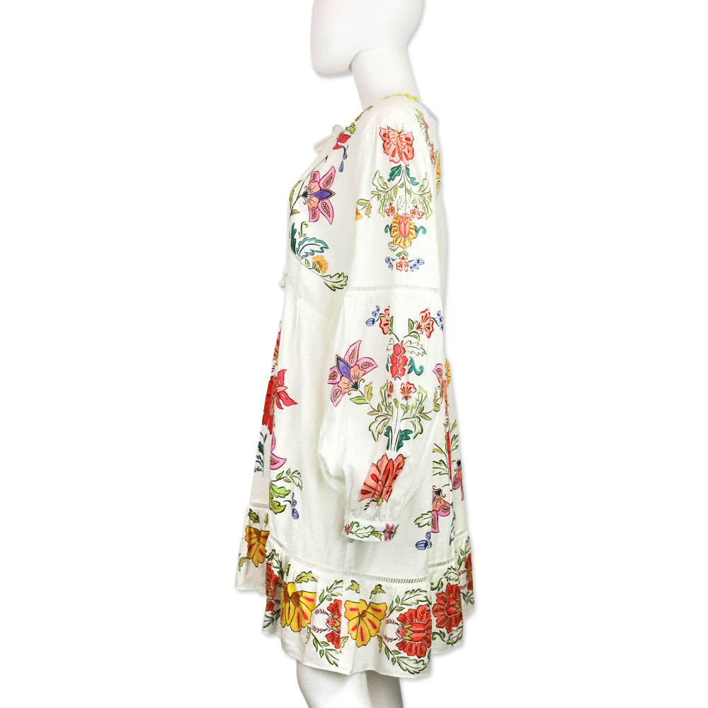 Farm Rio Off White Floral Insects Mini Dress