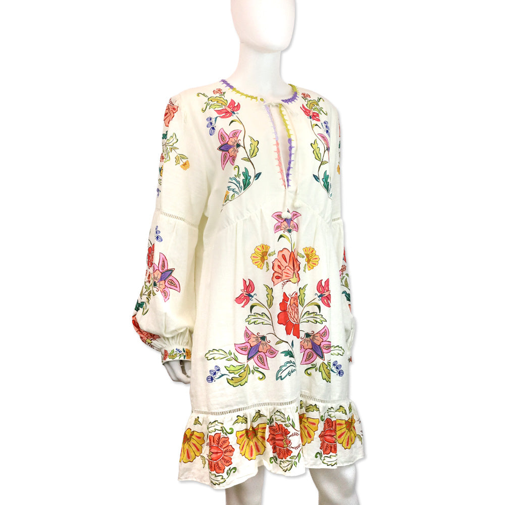 Farm Rio Off White Floral Insects Mini Dress