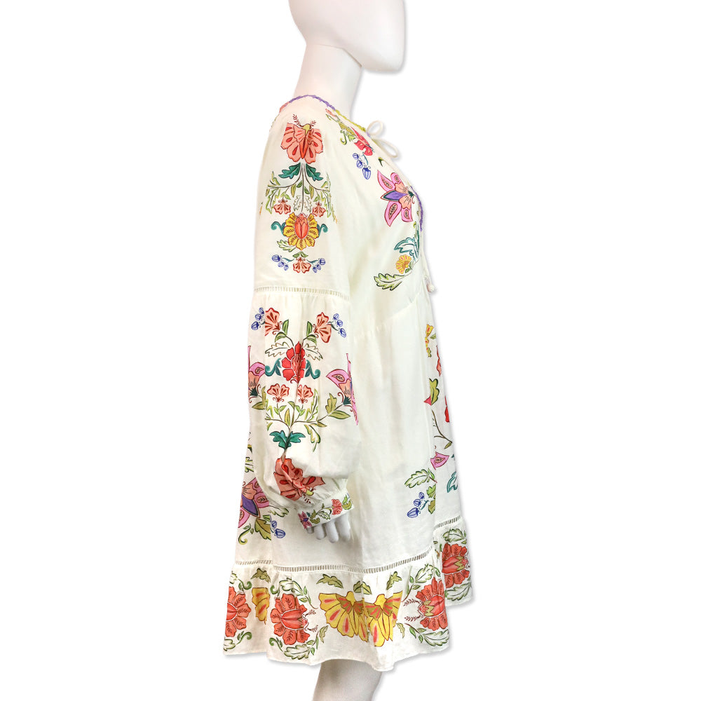 Farm Rio Off White Floral Insects Mini Dress