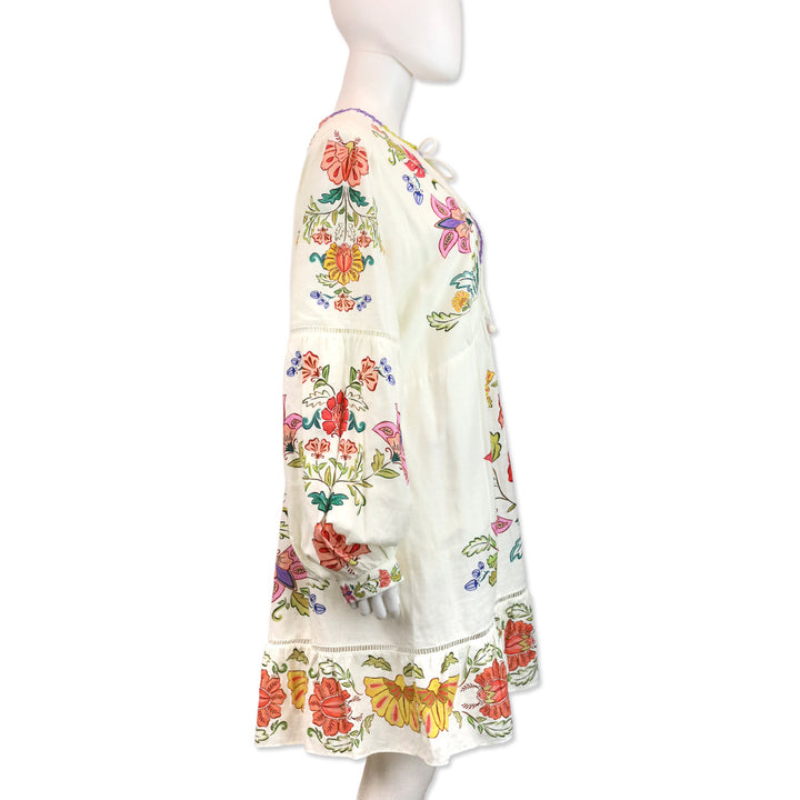 Farm Rio Off White Floral Insects Mini Dress