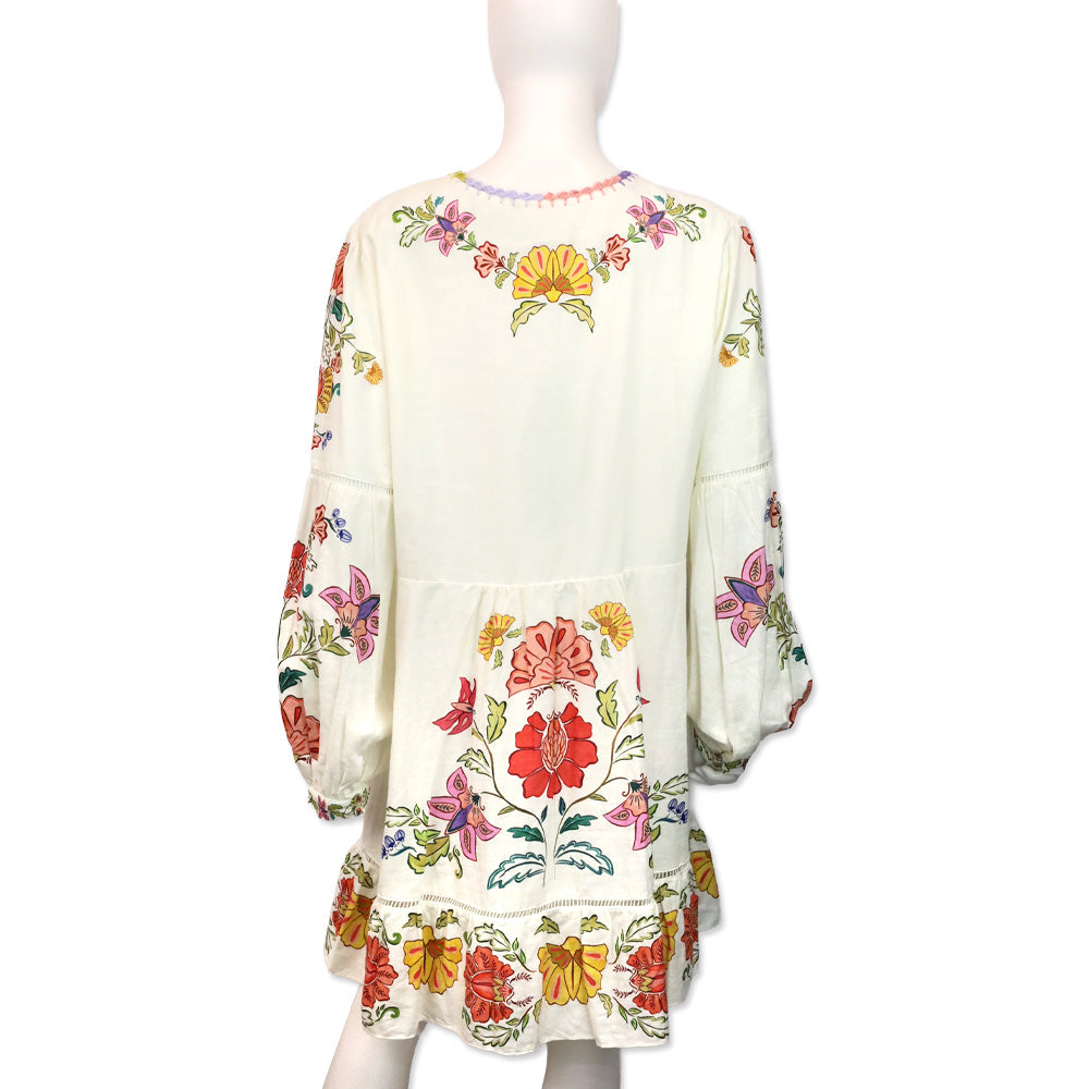 Farm Rio Off White Floral Insects Mini Dress