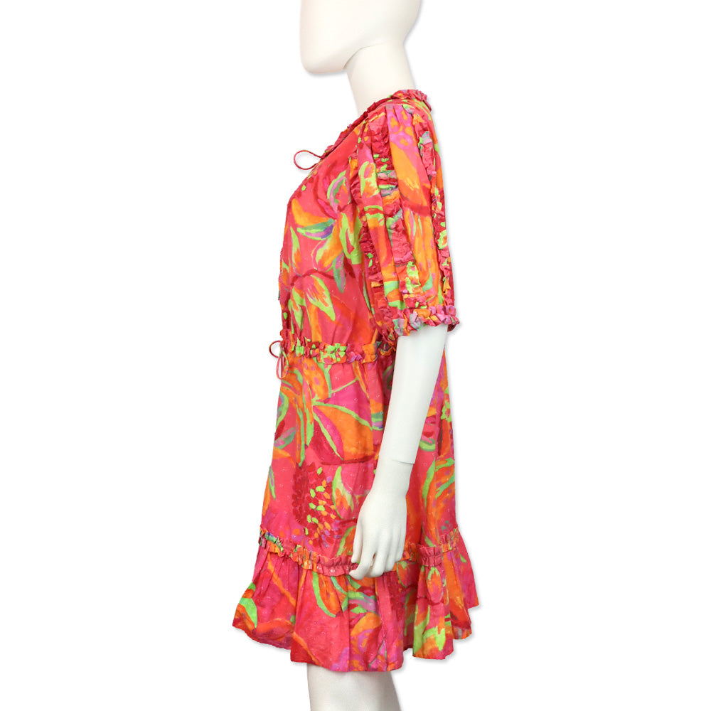Farm Rio Ombre Forest Printed Swiss-dot Cotton Mini Dress
