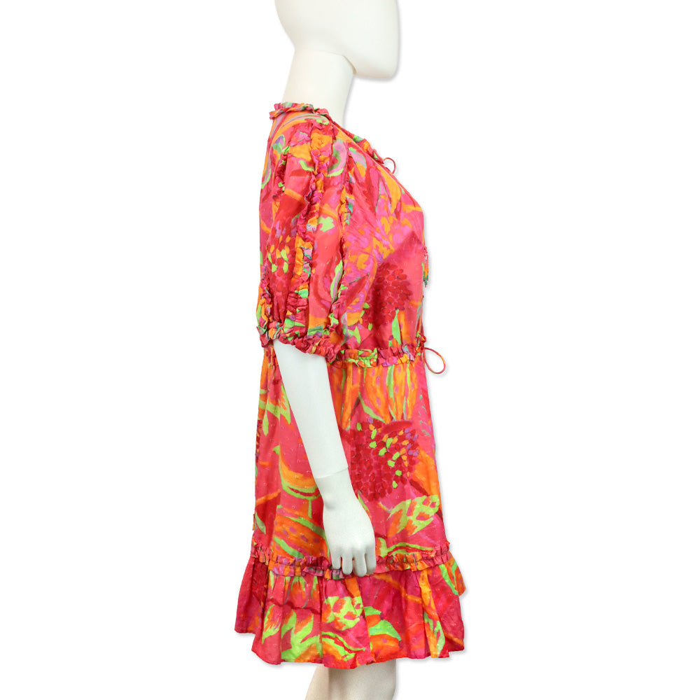 Farm Rio Ombre Forest Printed Swiss-dot Cotton Mini Dress