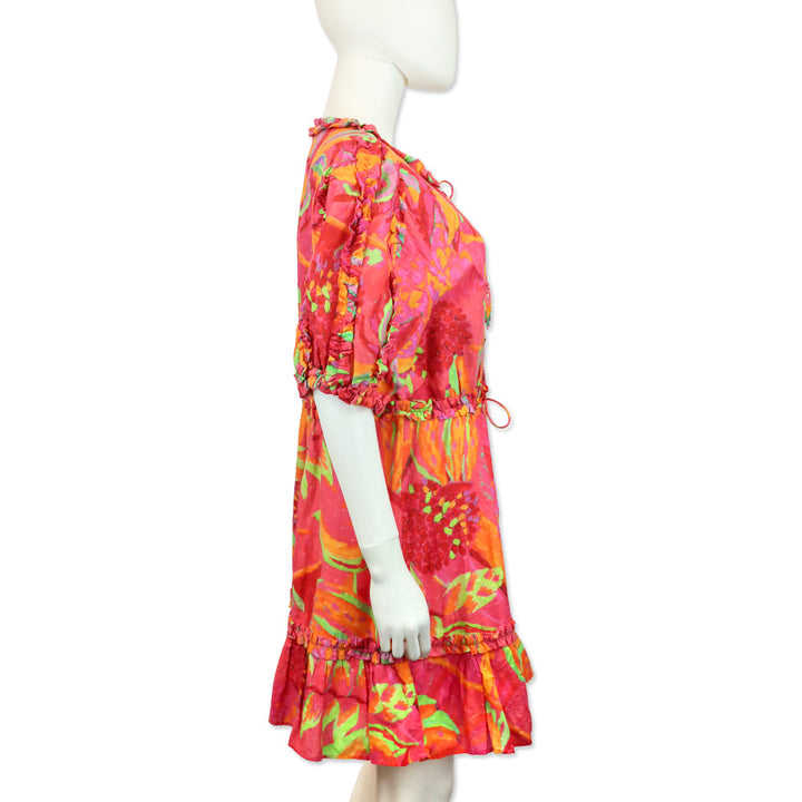 Farm Rio Ombre Forest Printed Swiss-dot Cotton Mini Dress