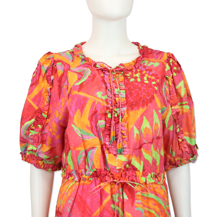 Farm Rio Ombre Forest Printed Swiss-dot Cotton Mini Dress