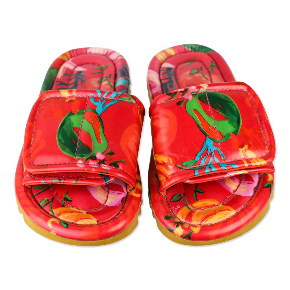 Farm Rio Pink Fruits Puffy Slide Sandals