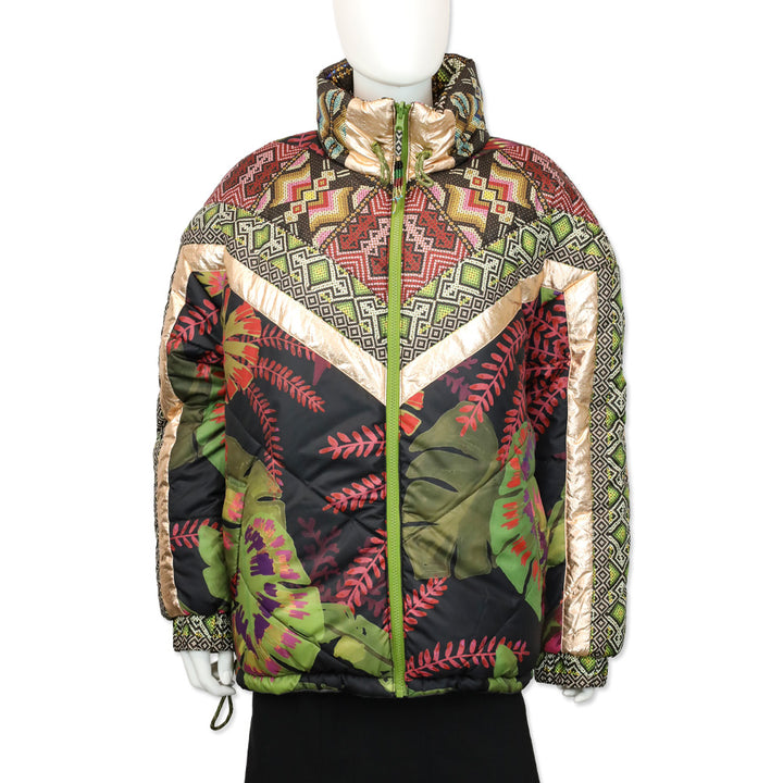 Farm Rio Tropical Rauti Metallic Reversible Puffer Jacket