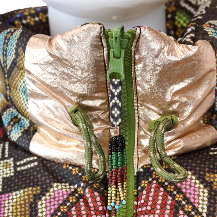 Farm Rio Tropical Rauti Metallic Reversible Puffer Jacket