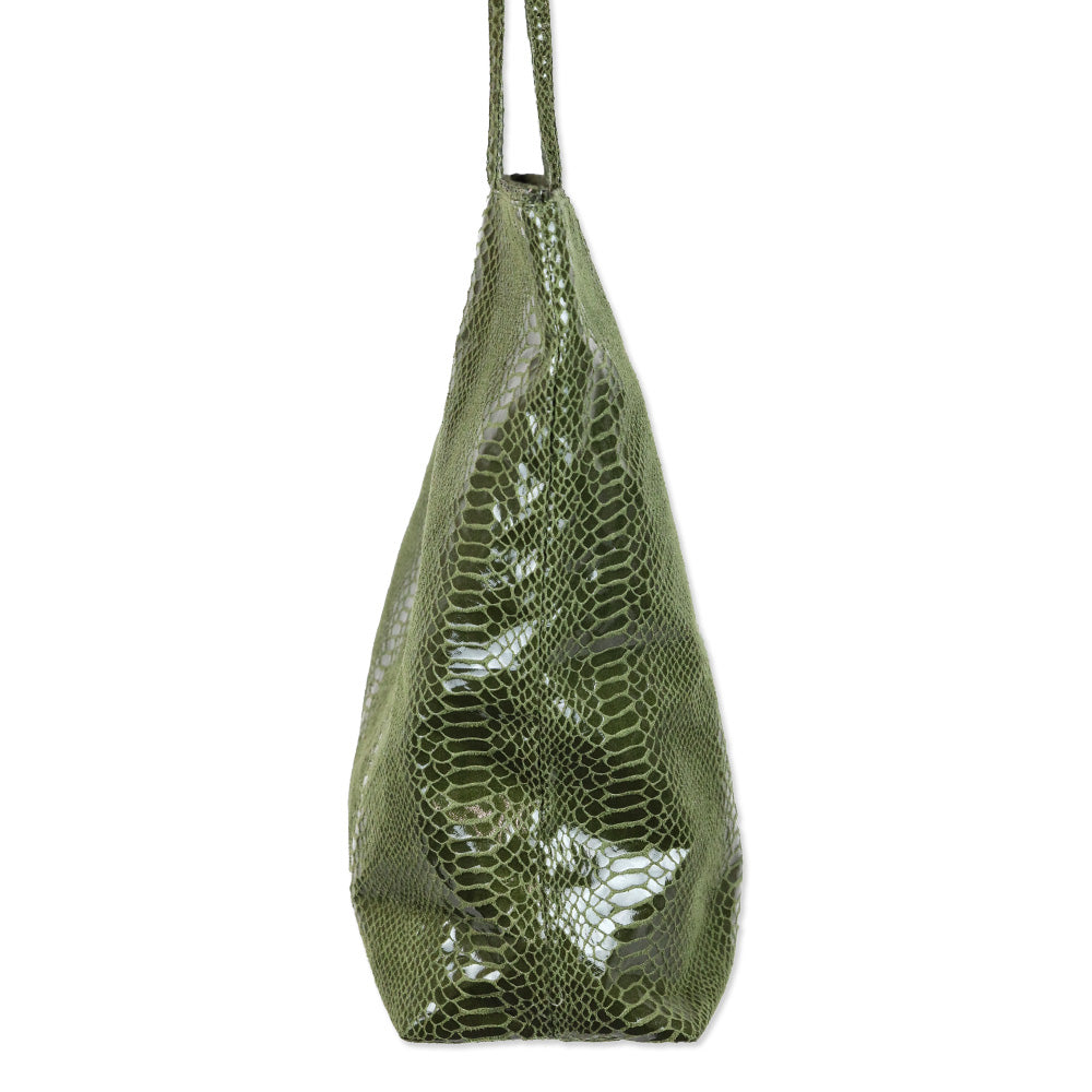 Fatto a Mano by Carlos Falchi Barbarella Olive Green Python Tote Bag
