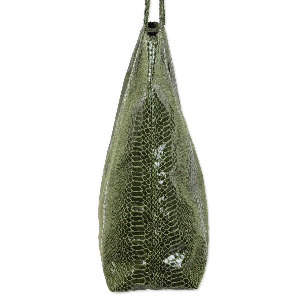 Fatto a Mano by Carlos Falchi Barbarella Olive Green Python Tote Bag
