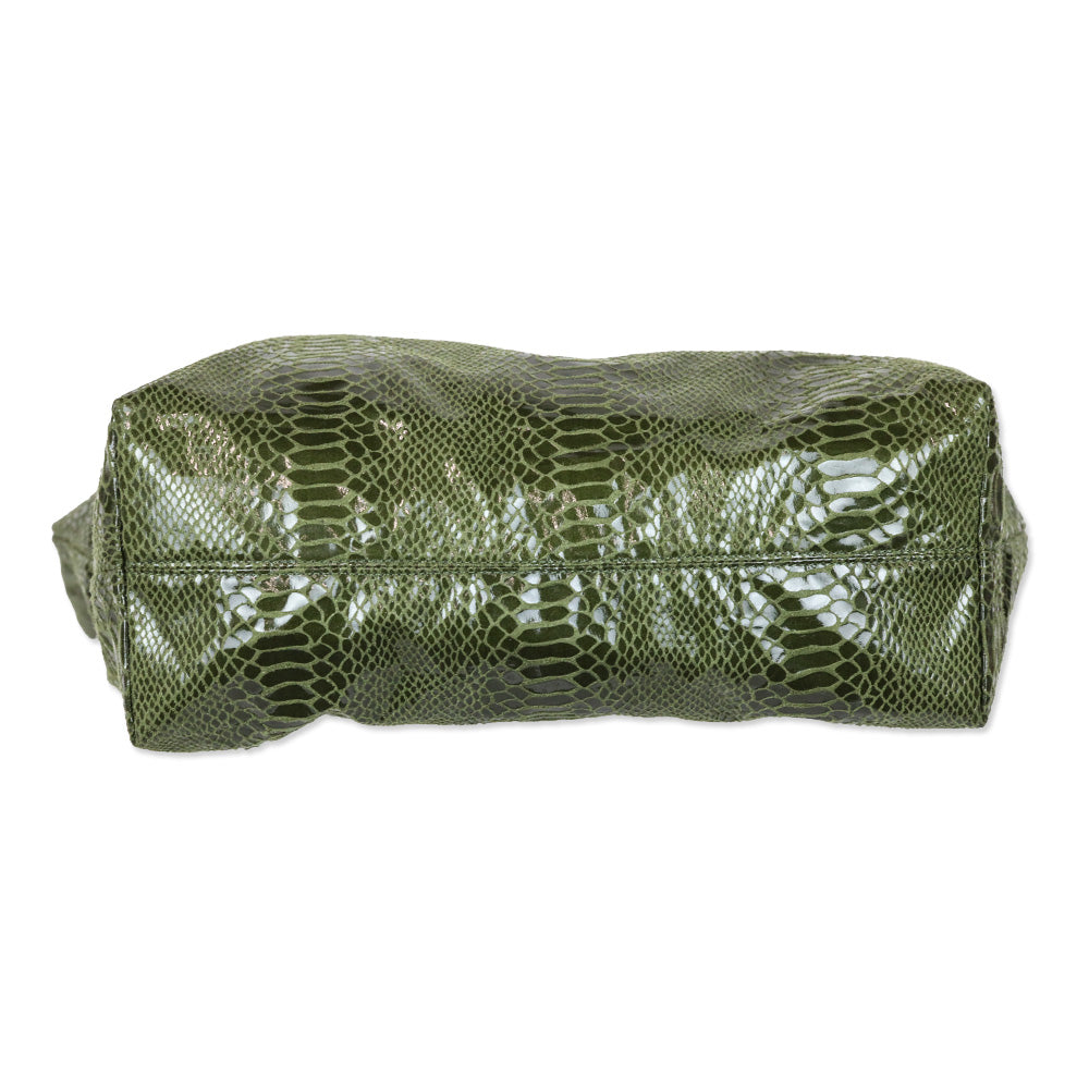 Fatto a Mano by Carlos Falchi Barbarella Olive Green Python Tote Bag
