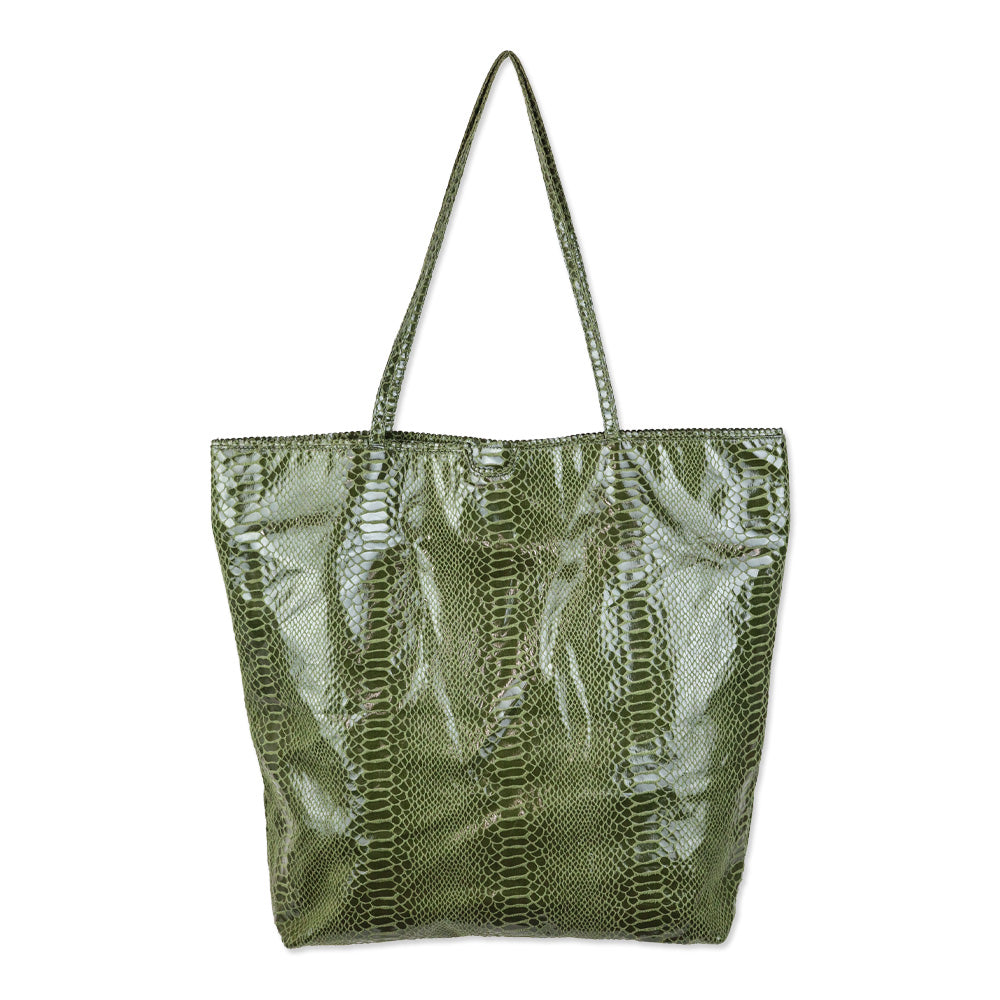 Fatto a Mano by Carlos Falchi Barbarella Olive Green Python Tote Bag