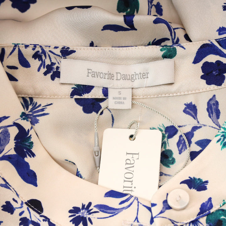 Favorite Daughter Cream/Blue Floral Satin The Lauren Top