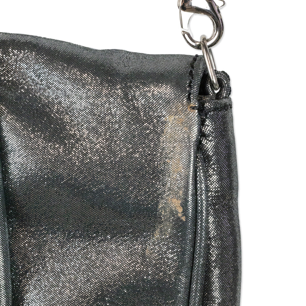 Fendi Metallic Silver Leather Mia Pochette Bag