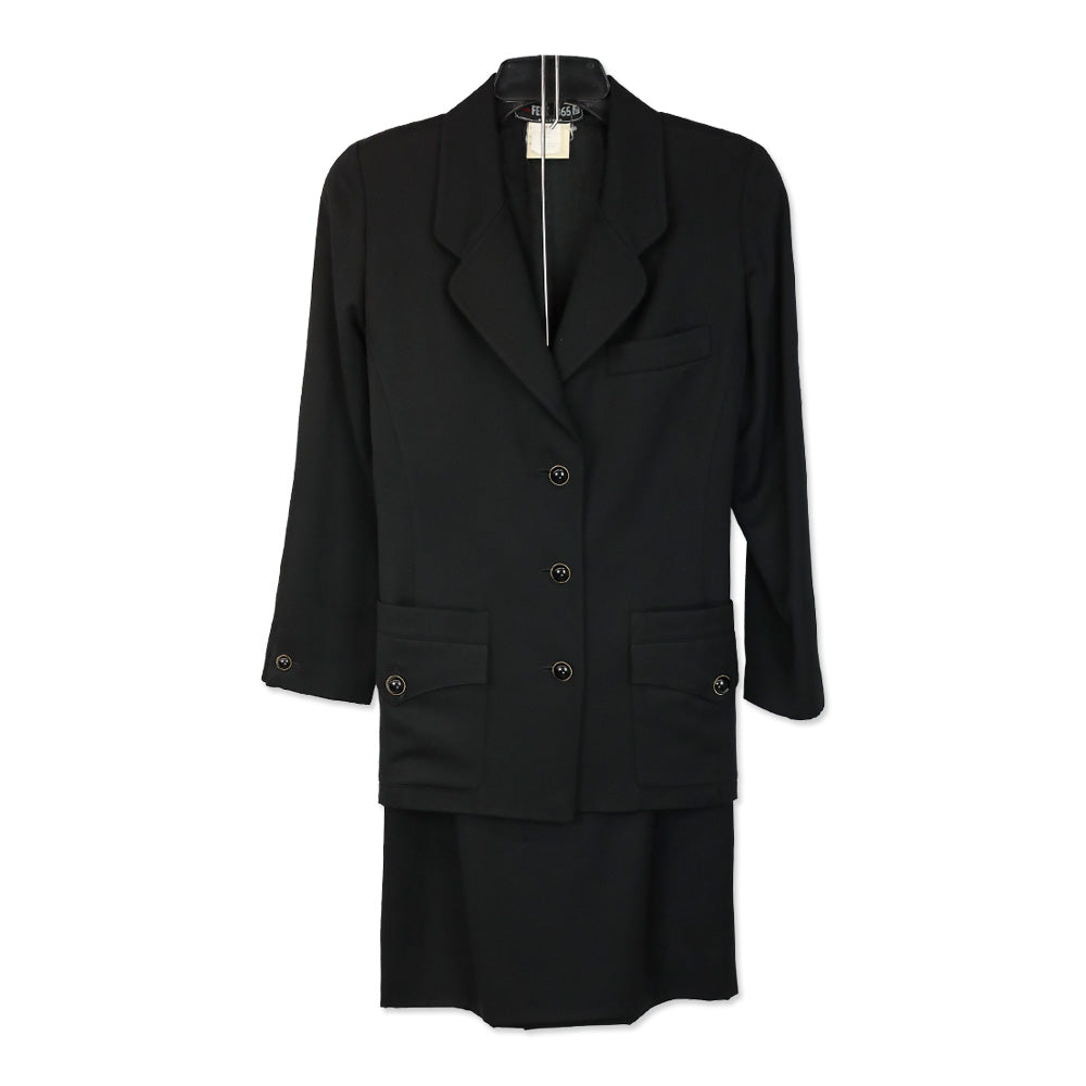 Fendi 365 by Contri Black Jacket & Skirt Set | DBLTKE Luxury