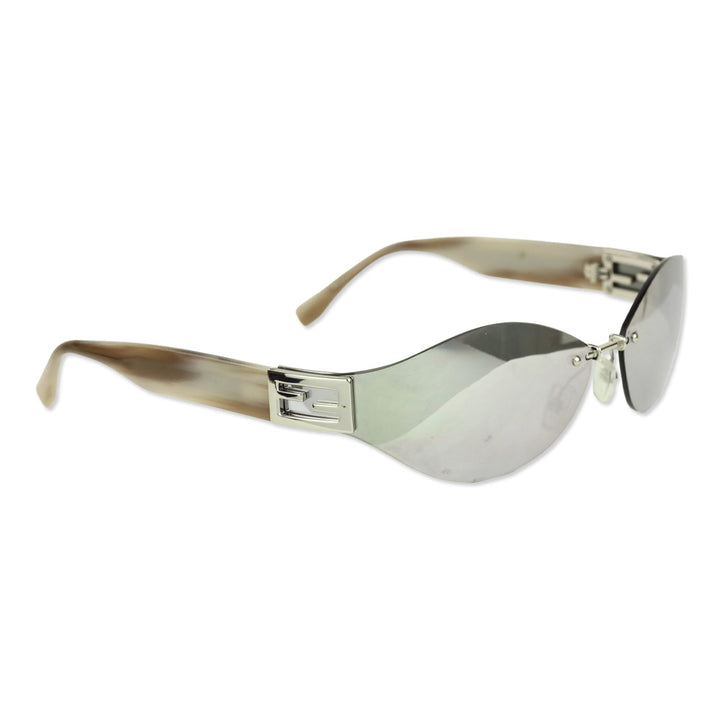 Fendi Baguette Silver Geometric Rimless Sunglasses