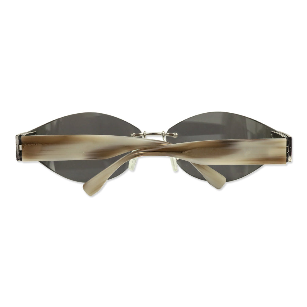 Fendi Baguette Silver Geometric Rimless Sunglasses