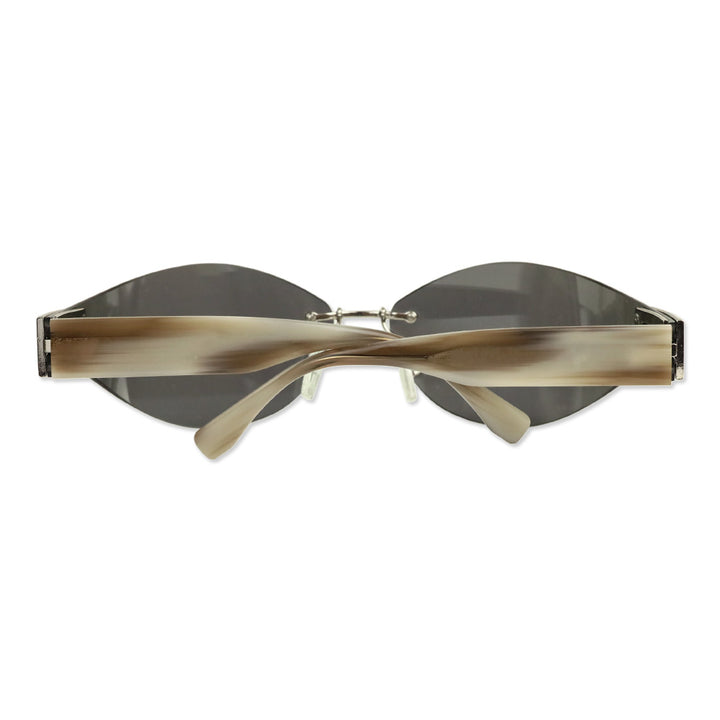 Fendi Baguette Silver Geometric Rimless Sunglasses