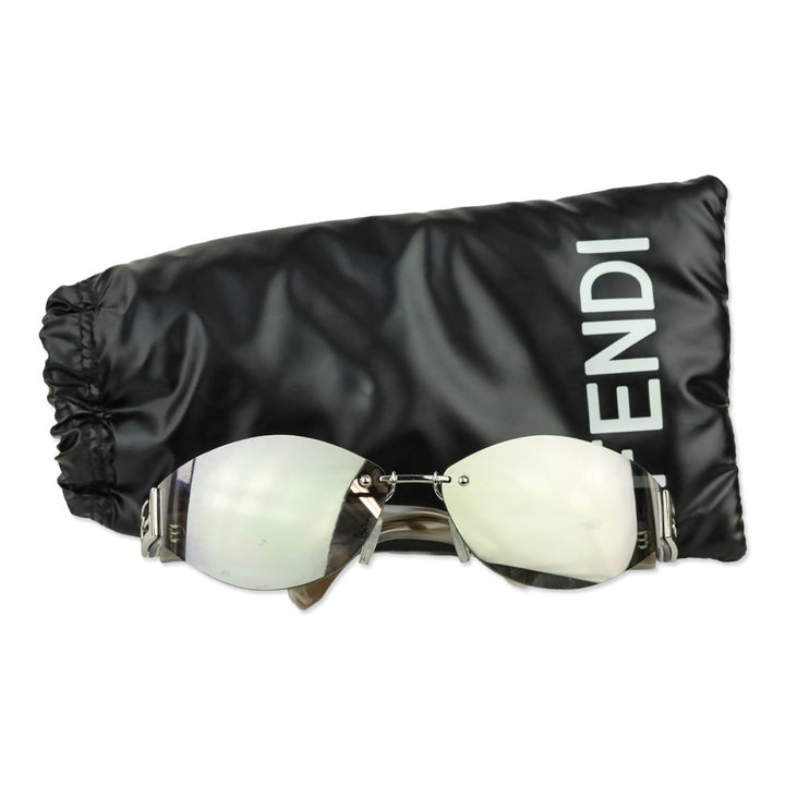 Fendi Baguette Silver Geometric Rimless Sunglasses