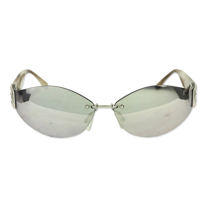 Fendi Baguette Silver Geometric Rimless Sunglasses