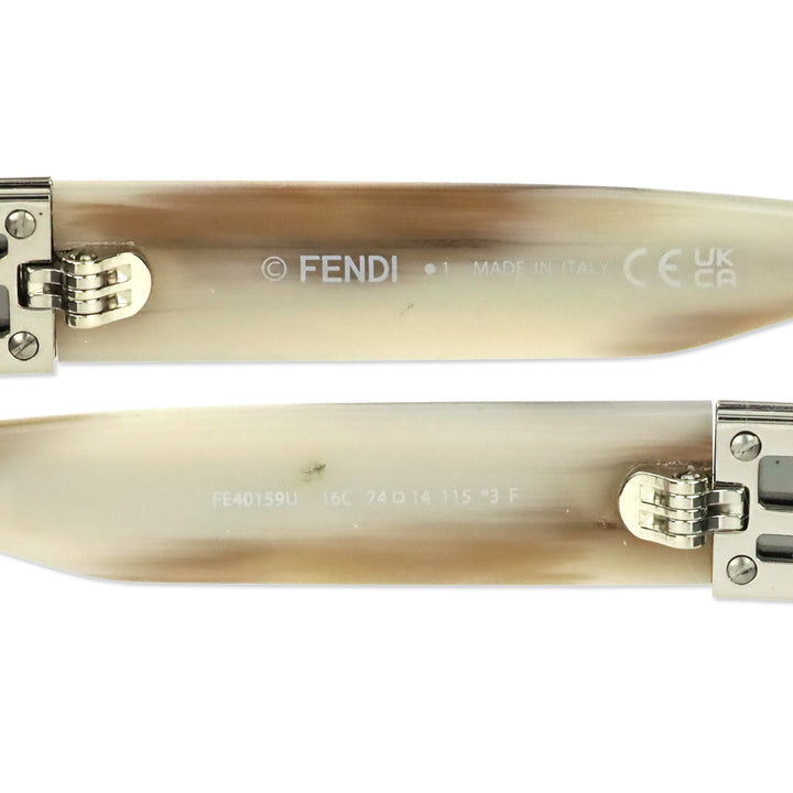 Fendi Baguette Silver Geometric Rimless Sunglasses