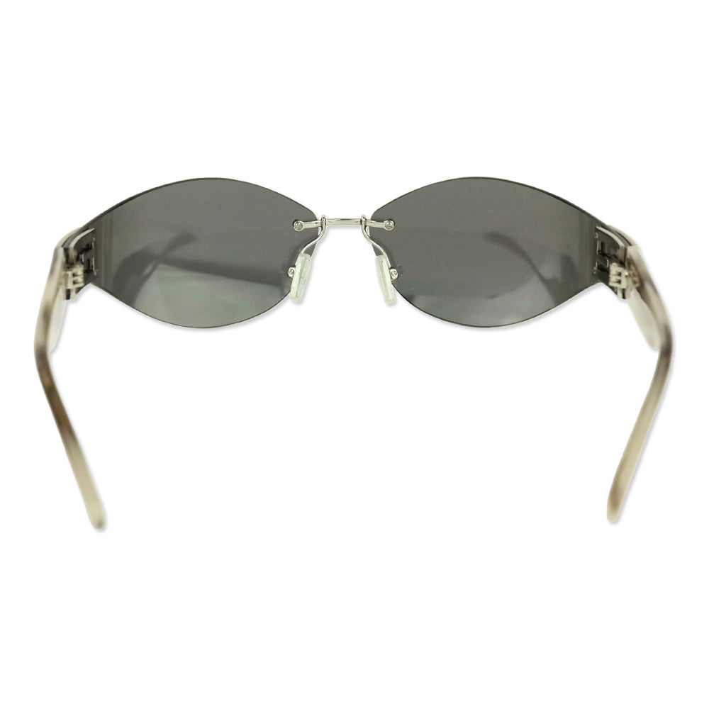 Fendi Baguette Silver Geometric Rimless Sunglasses