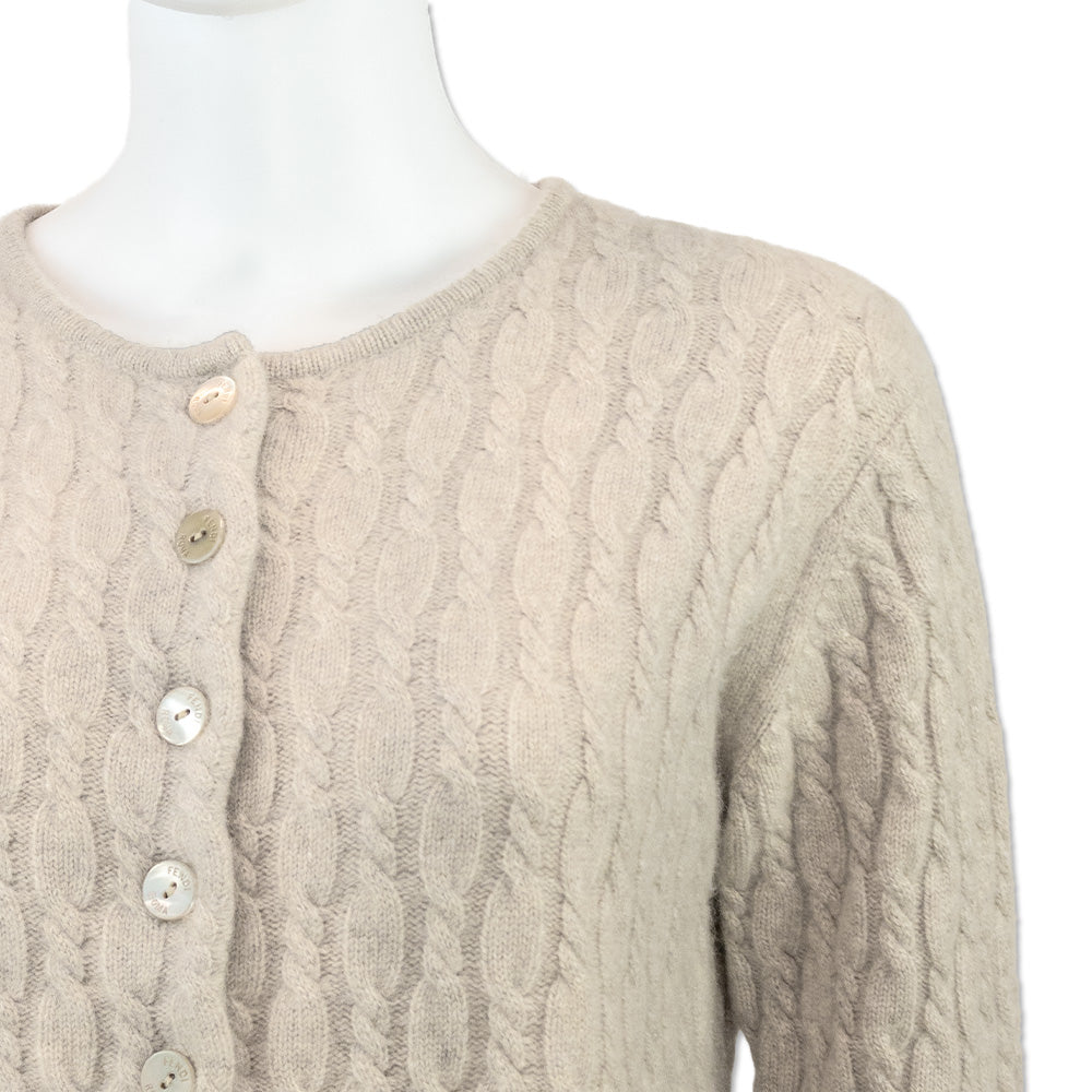 Fendi Beige Cashmere Cable Knit Cardigan