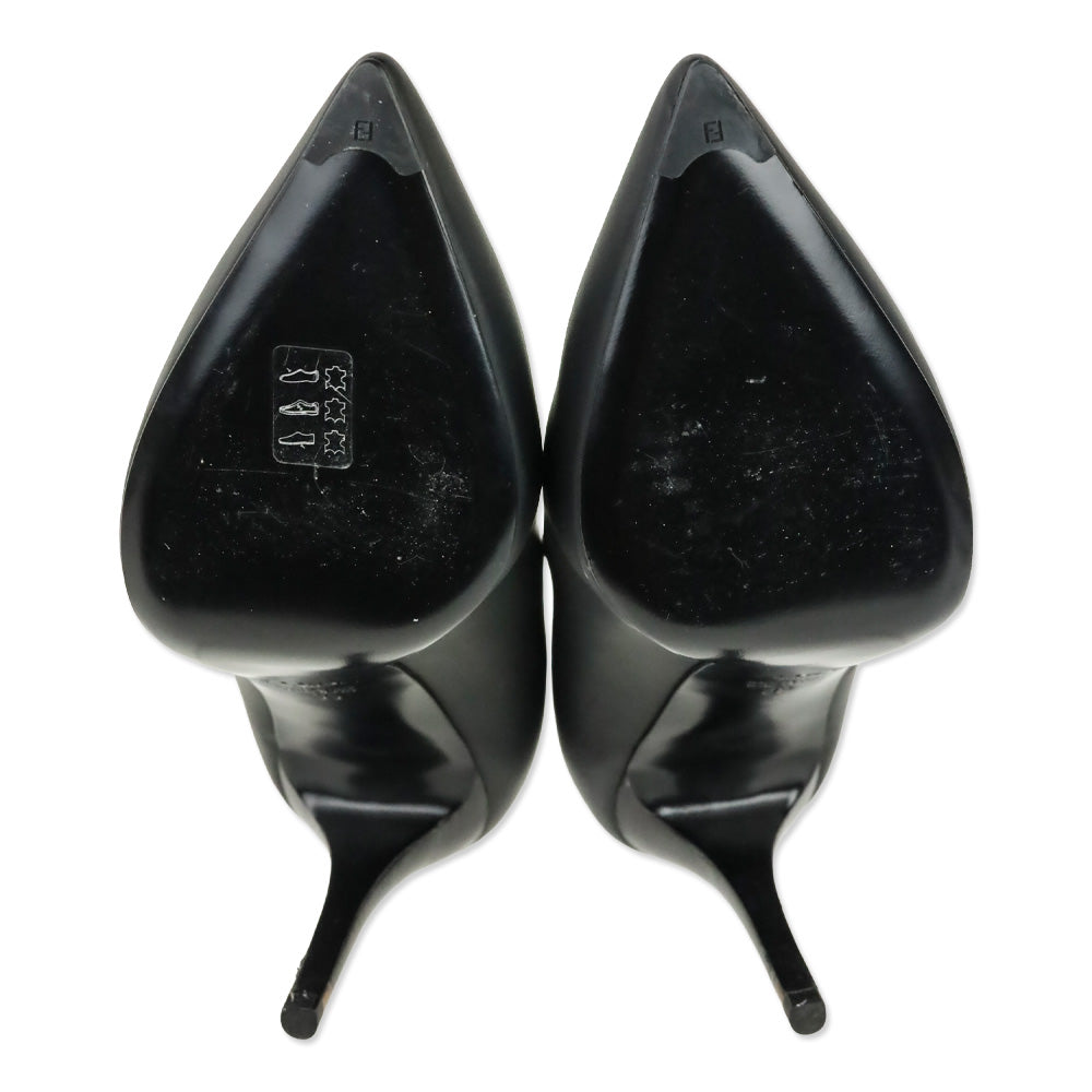 Fendi Black Calf Leather Pointed Toe Pumps
