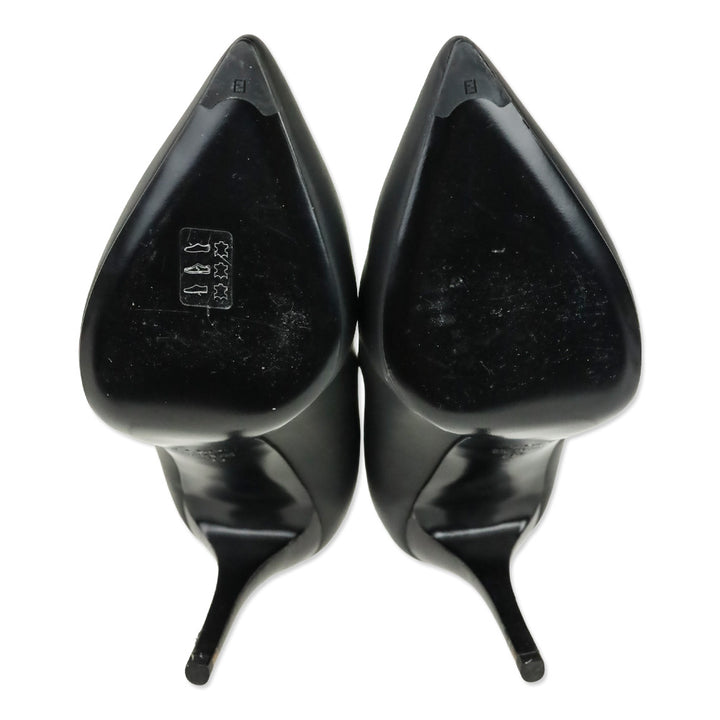 Fendi Black Calf Leather Pointed Toe Pumps